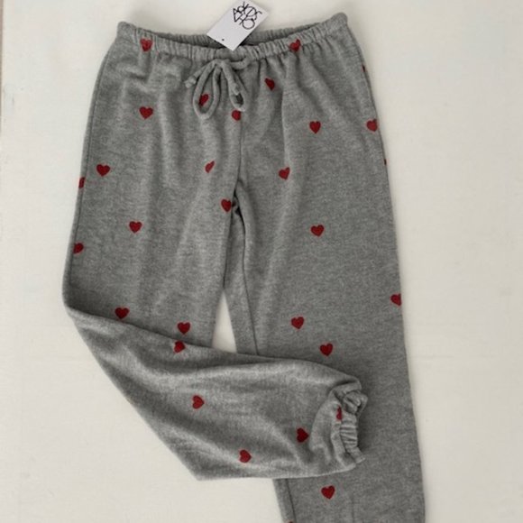 Chaser Love Red Heart Knit Slouchy Pants - Picture 4 of 5